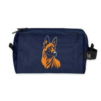 Portrait Malinois Belge Berger Belge - Trousse de toilette en tissu recyclé - marine - Devant