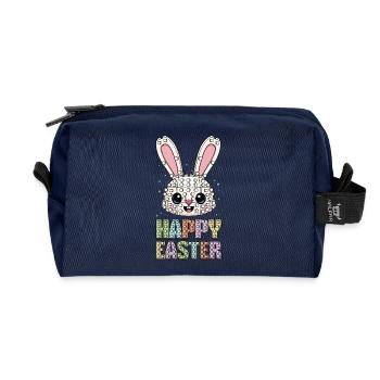 Master Builder Brick Builder Bunny Face Bricks - Recycled Toiletry Zip Bag - navy - Front