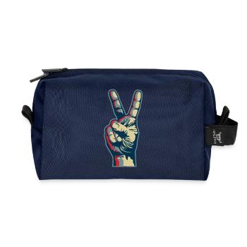 Peace hand - Recycled Toiletry Zip Bag - navy - Front