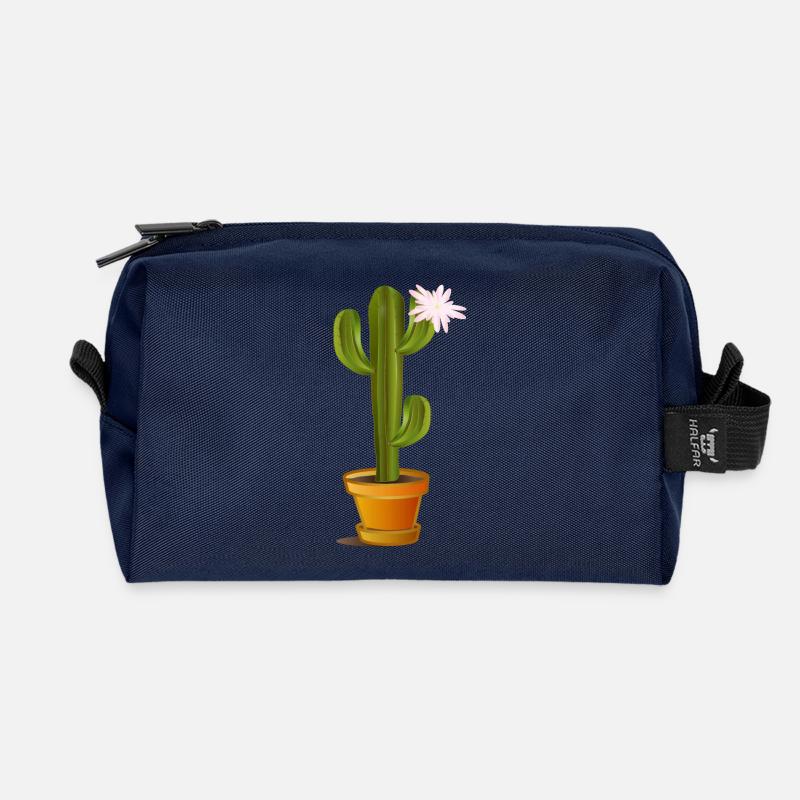 zauberhafter Kaktus im Blumentopf mit Blüte - Recycelte Kulturtasche - Navy