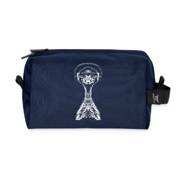 Emu with headphones - Recycled Toiletry Zip Bag - navy - Front