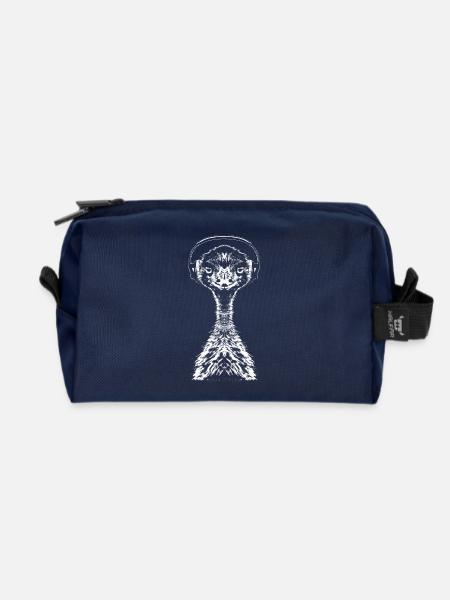 Emu mit Kopfhörer - Recycelte Kulturtasche - Navy