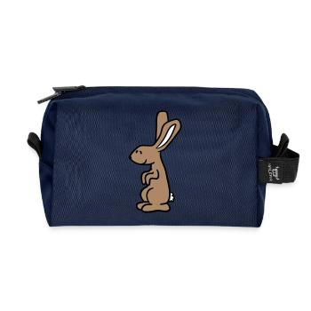 Hase Kaninchen Häschen Cartoon Kleintier niedlich - Recycelte Kulturtasche - Navy - Vorne