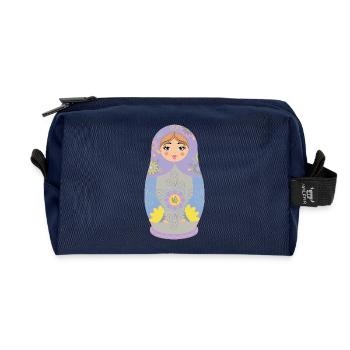 Farbige Matroschka Puppe Illustration - Recycelte Kulturtasche - Navy - Vorne