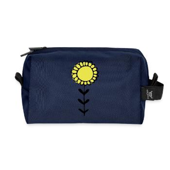 Sunflower Illustration - Recycled Toiletry Zip Bag - navy - Front