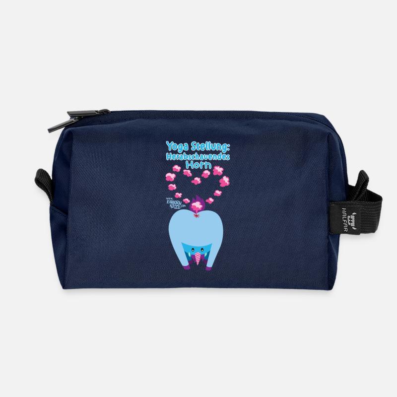 Yoga Stellung Einhorn - Recycelte Kulturtasche - Navy