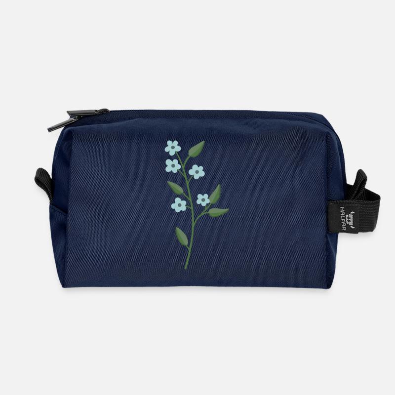 Blume hellblau - Recycelte Kulturtasche - Navy