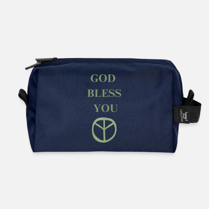 GOD BLESS YOU - Recycelte Kulturtasche - Navy
