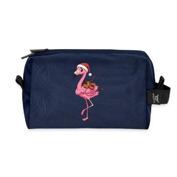 Weihnachtsflamingovogel spielt Geigenkunst - Recycelte Kulturtasche - Navy - Vorne