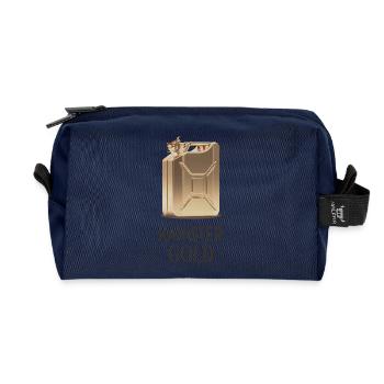 Kanister Gold Spritpreis Humor Design - Recycelte Kulturtasche - Navy - Vorne