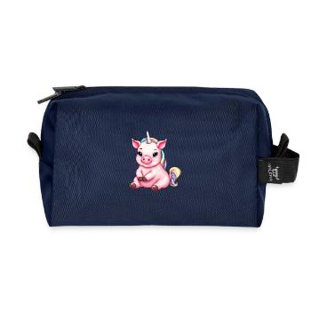 Cute Unicorn Pig Fusion - Creative Design - Recycled Toiletry Zip Bag - navy - Front