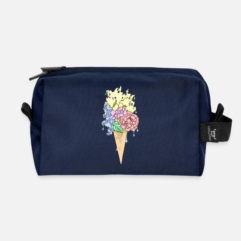 Blumeneis - Recycelte Kulturtasche - Navy
