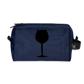 Weinglas, Wein trinken Wein - Recycelte Kulturtasche - Navy - Vorne