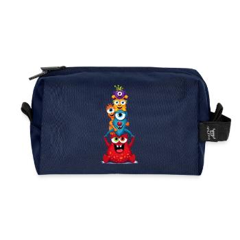 Lustige Monster Familie als bunter Turm  - Recycelte Kulturtasche - Navy - Vorne