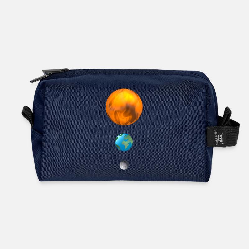 Feuerkugel Erde Mond Sonne - Recycelte Kulturtasche - Navy