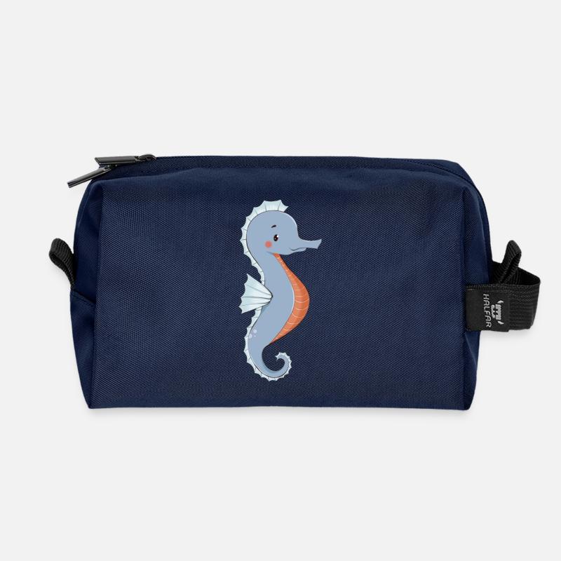 Seepferdchen - Recycelte Kulturtasche - Navy