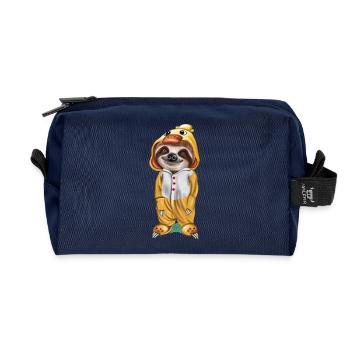 Drôle de paresseux en pyjama prêt à dormir - Trousse de toilette en tissu recyclé - marine - Devant