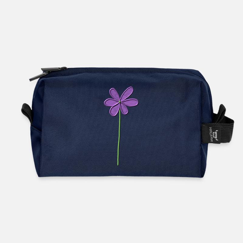Lila Blume mit sanften Farbverlauf - Recycelte Kulturtasche - Navy