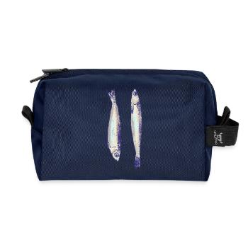 Two sardines - Recycled Toiletry Zip Bag - navy - Front