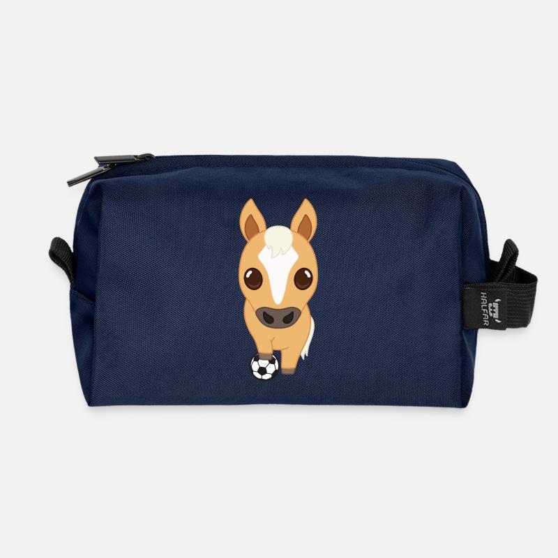 Fußball-Pferd Cartoon - Recycelte Kulturtasche - Navy