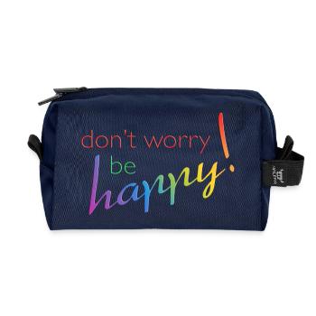 ne vous inquiétez pas - être heureux - Trousse de toilette en tissu recyclé - marine - Devant