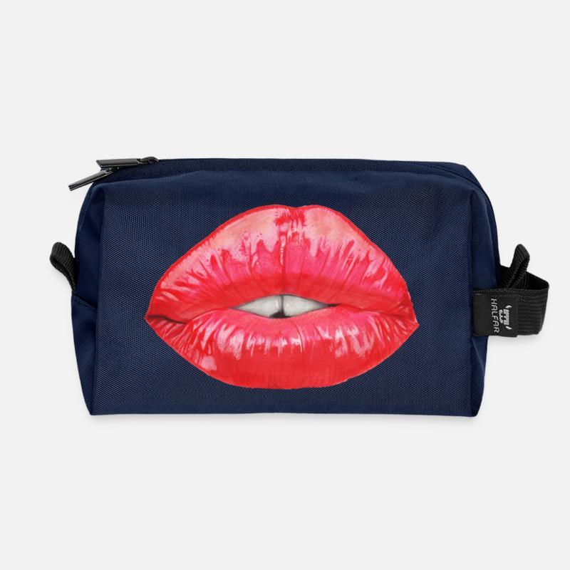lips - Recycled Toiletry Zip Bag - navy