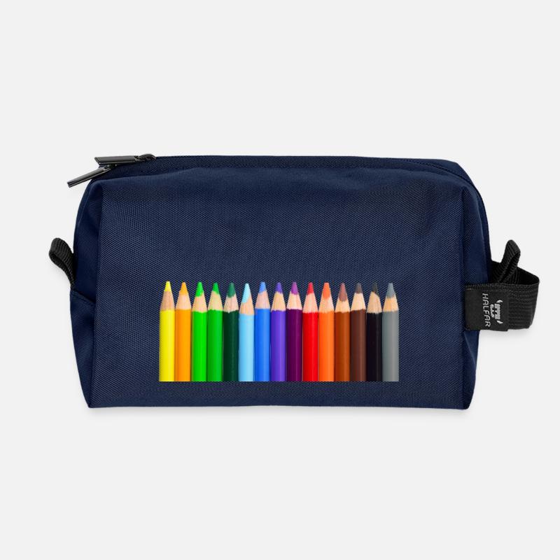 Bunte Stifte - Recycelte Kulturtasche - Navy