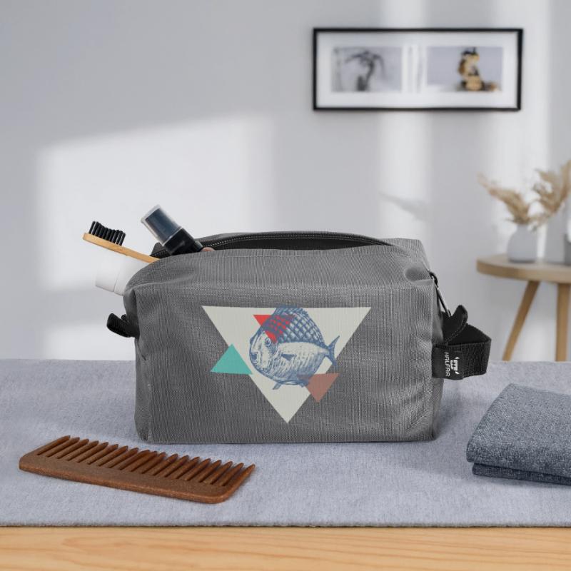 Conception de triangle de poisson Trousse de toilette en tissu recyclé