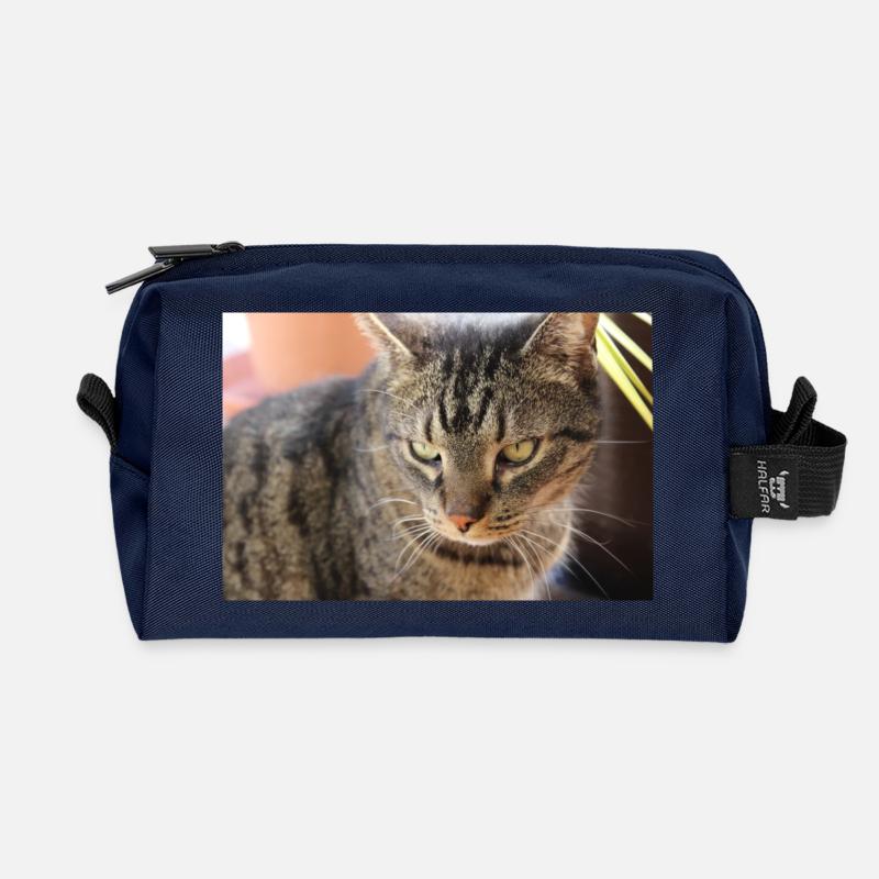 Katze Kätzchen Poster Katzenposter Tigerkatze - Recycelte Kulturtasche - Navy