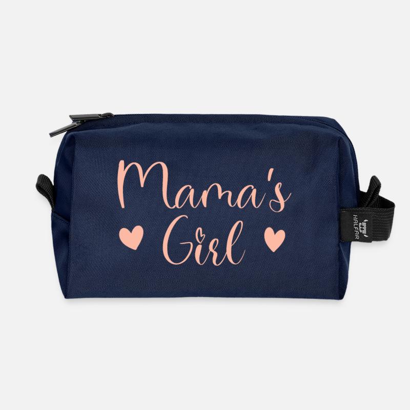Fille de Maman Script Rose - Trousse de toilette en tissu recyclé - marine