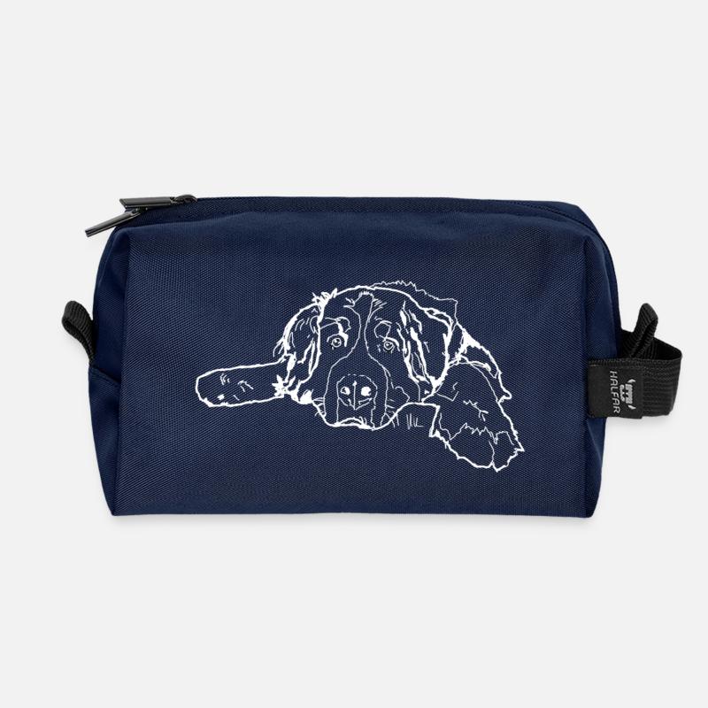 Bernese Mountain Dog - Recycled Toiletry Zip Bag - navy
