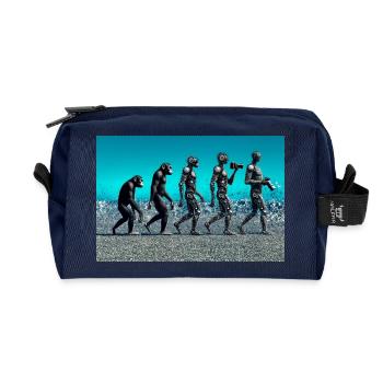 Photographer evolution: from monkey to AI photographer - Recycled Toiletry Zip Bag - navy - Front