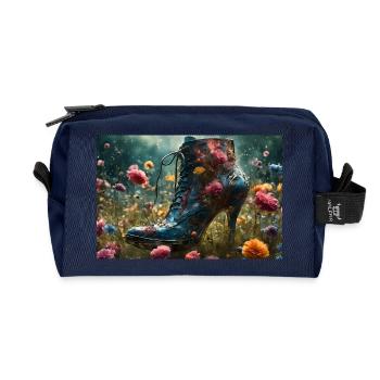 Bleu denim dans la prairie d’été 1 - KI - Trousse de toilette en tissu recyclé - marine - Devant