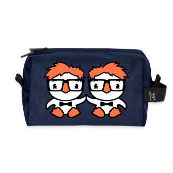 2 Birds Nerd Geek Smart Intelligent Horn-Rimmed Glasses - Recycled Toiletry Zip Bag - navy - Front
