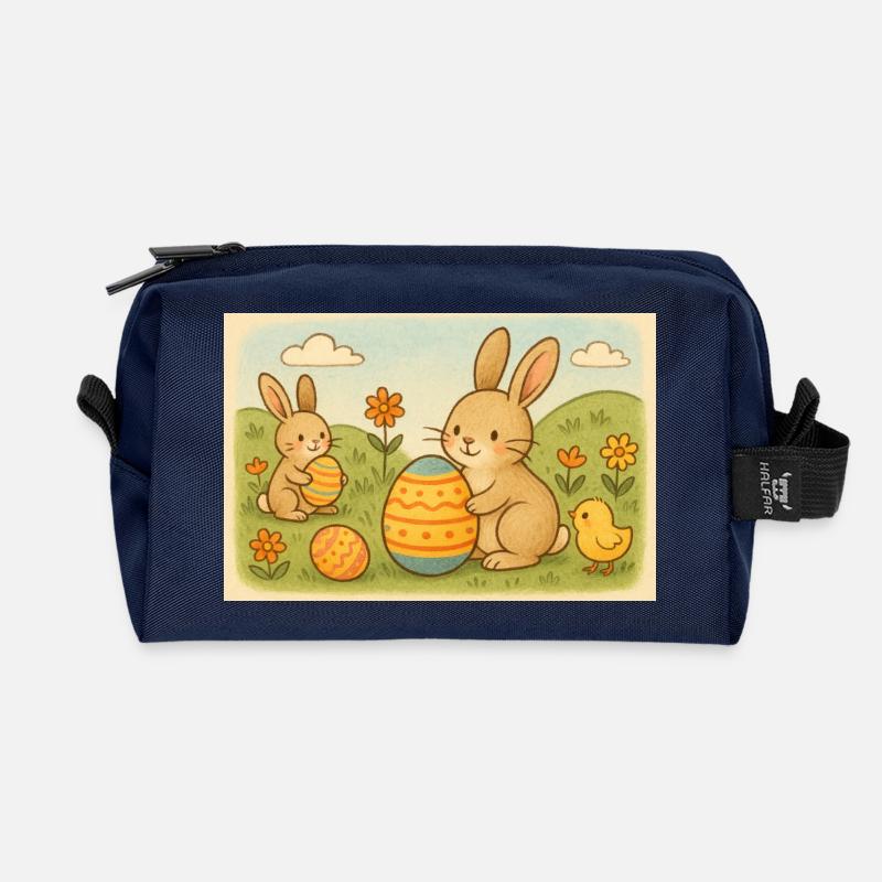 Ostern - Recycelte Kulturtasche - Navy