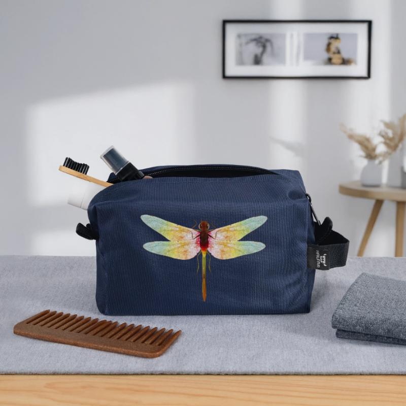 Libellule irisée – motif insecte en filigrane Trousse de toilette en tissu recyclé