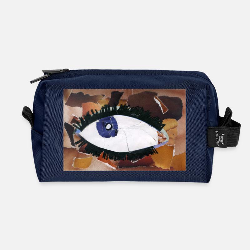 Abstrakte Collage Augenkunst - Recycelte Kulturtasche - Navy
