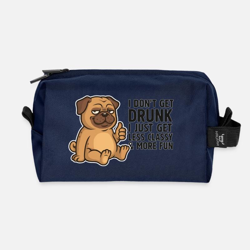 Less Classy More Fun Pup - Recycled Toiletry Zip Bag - navy