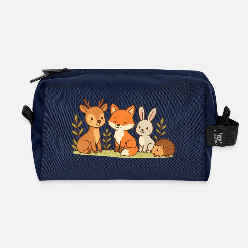 Waldfreunde: Fuchs Reh Hase - Recycelte Kulturtasche - Navy