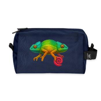 Regenbogen Chamäleon Lolli - Recycelte Kulturtasche - Navy - Vorne