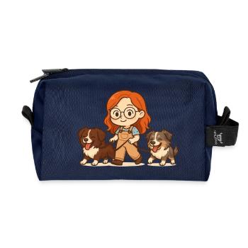Skyblue with misha and moon - Recycled Toiletry Zip Bag - navy - Front