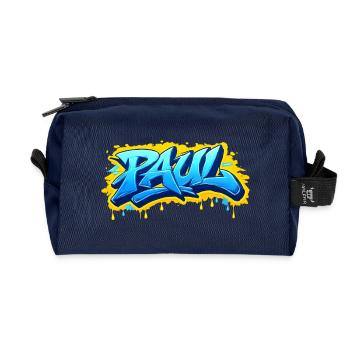 Graffiti PAUL Name Gift Ideal Printable - Recycled Toiletry Zip Bag - navy - Front