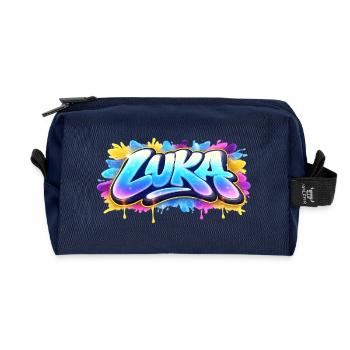 Graffiti LUKA Name Geschenk Ideal druckbar auf - Recycelte Kulturtasche - Navy - Vorne
