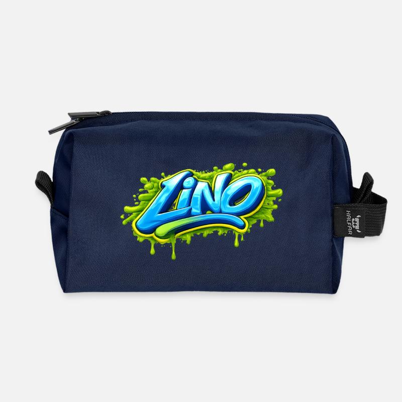 GRAFFITI-NAME LINO FÜR PERFEKTES GESCHENK DRUCKBAR - Recycelte Kulturtasche - Navy