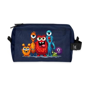 Bunte Monster Familie im Cartoon Stil  - Recycelte Kulturtasche - Navy - Vorne