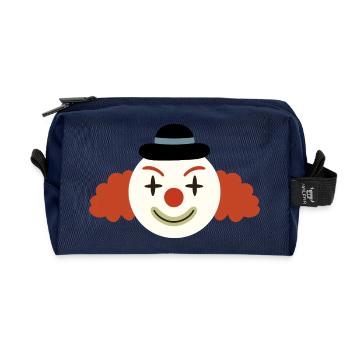 Cheerful Clown Face Retro Art - Recycled Toiletry Zip Bag - navy - Front