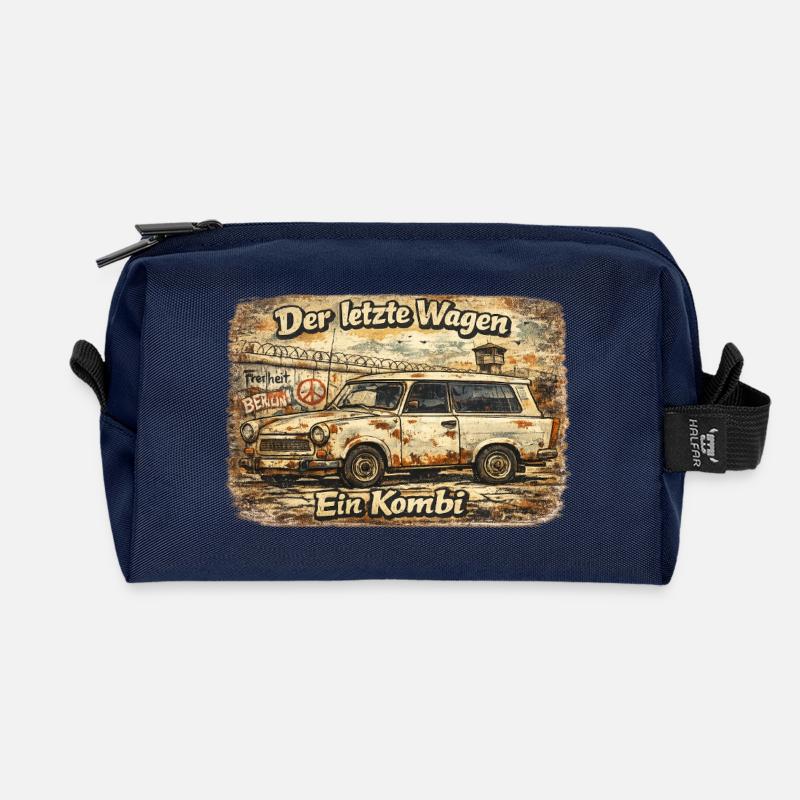 The Last Car Rusty Station Wagon - Recycled Toiletry Zip Bag - navy