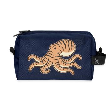 Pieuvre rétro orange cartoon rayures tigre  - Trousse de toilette en tissu recyclé - marine - Devant