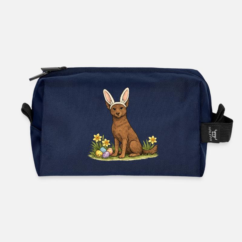 Frühlingshase Australian Kelpie Hund mit Ostereier - Recycelte Kulturtasche - Navy