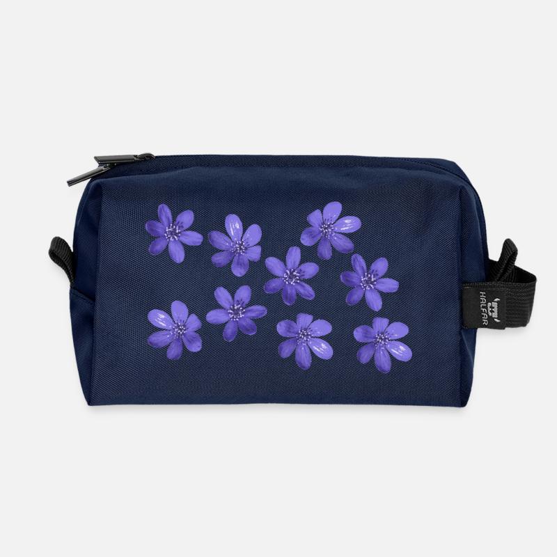 Leberblümchen retro design flowers Garten März - Recycelte Kulturtasche - Navy